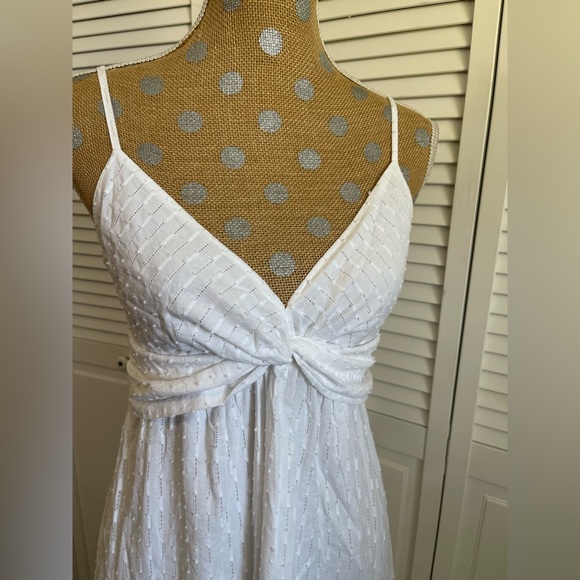 Banana republic white boho slimming long dress Sz 8 - Picture 8 of 12